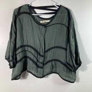 Womens Cynthia Ashby Lagenlook Linen Top Snap Closure Ribbon Detail OS